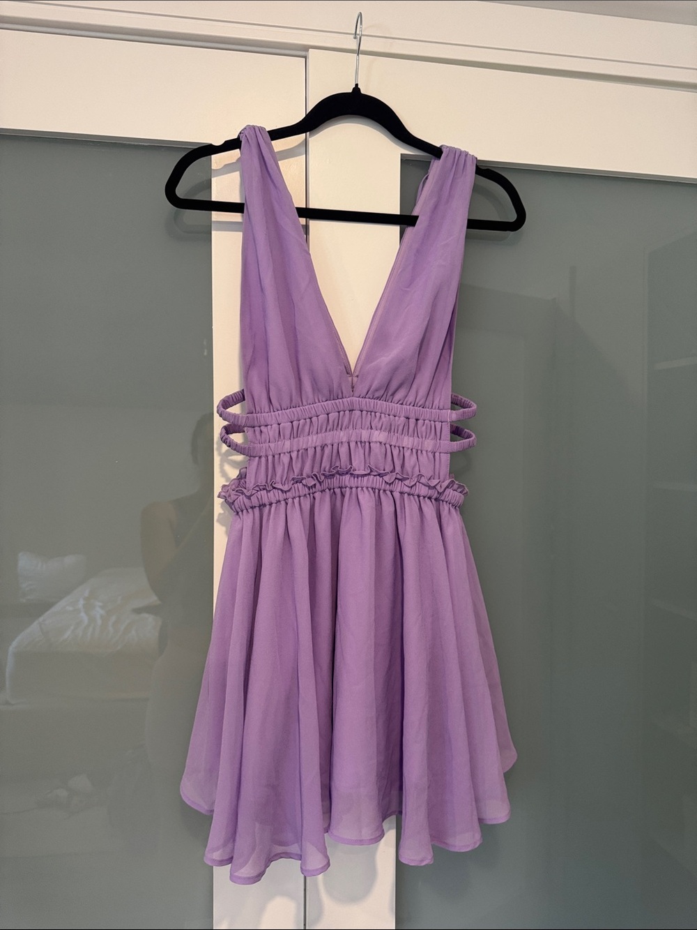 Lucy in the sky Babette Plunge A-Line Dress in Lavender - Picture 2 of 3